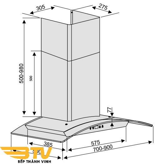 Máy Hút Mùi Lorca TA-2001B – 90cm