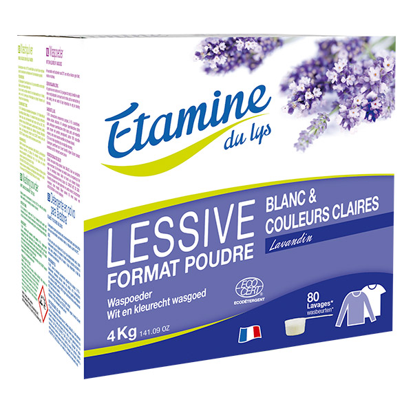 Etamine du lys : Lessive format poudre blanc et couleurs claires