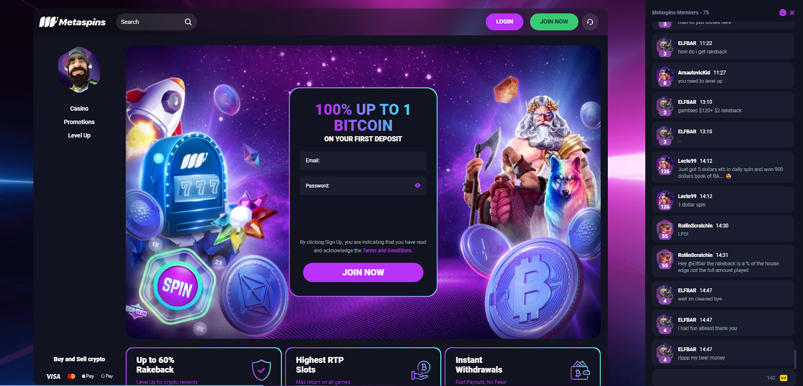 6. MetaSpins: el mejor sitio de casino criptográfico: 100% hasta 1 BTC de bonificación