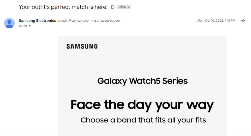 Samsung's Personalization Email