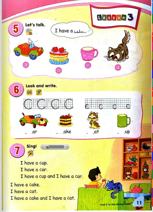 Tiếng Anh lớp 1 Unit 2 lesson 3