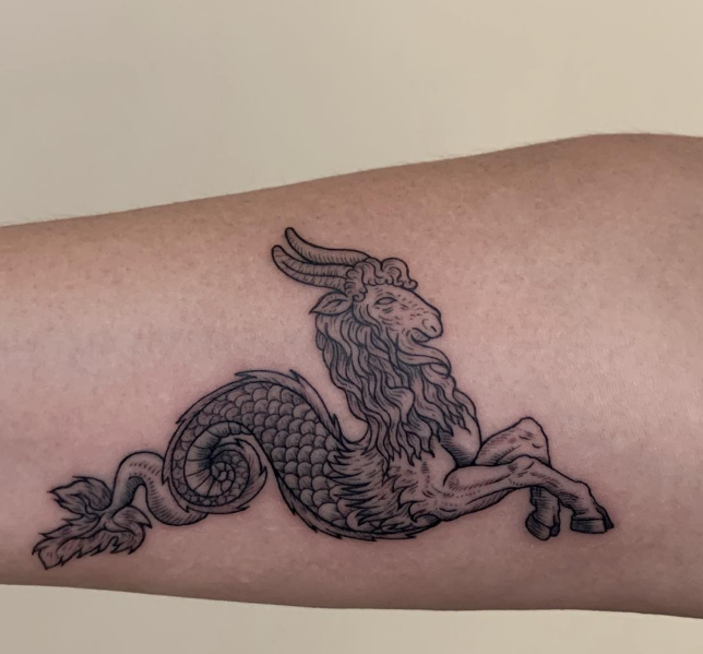 Dragon Shaped Capricorn Tattoo