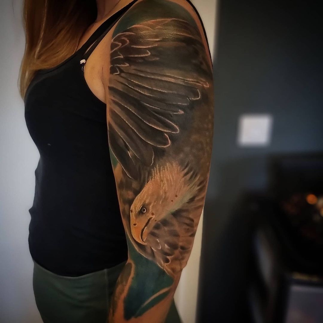 Large Flying Eagle Wings Tattoo
