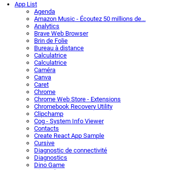 Un exemple des applications installées