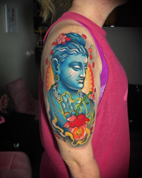Colorful Buddha Tattoo Idea