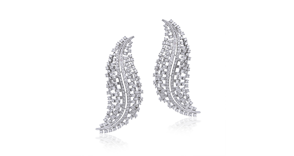 April Diamond Birthstone Jewelry | Ananya Scatter earrings in 18K white gold with 4.9 carats diamond