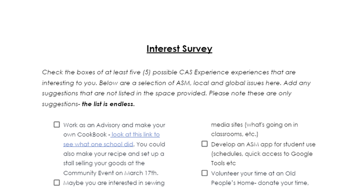 Interest Survey