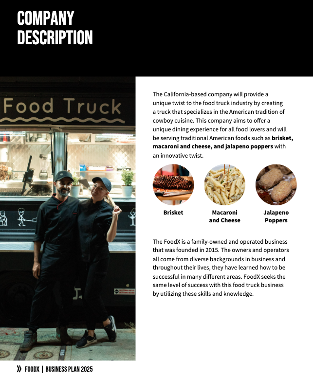 Food Truck Business Plan Template
