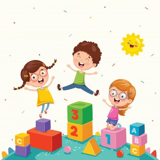 Ilustración vectorial de niños jugando a la escuela | Vector Premium