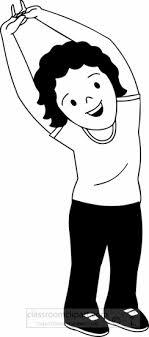 Health Black and White Outline Clipart - black-white-girl-stretching-clipart  - Classroom Clipart