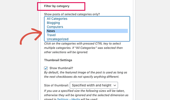 filter by category