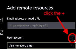 Click + to add a user account
