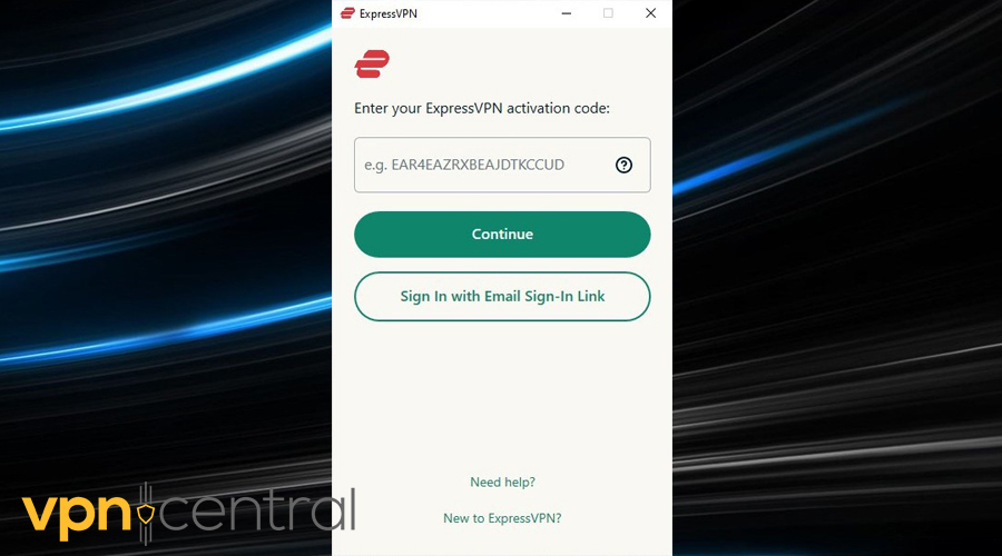 Log into your ExpressVPN account