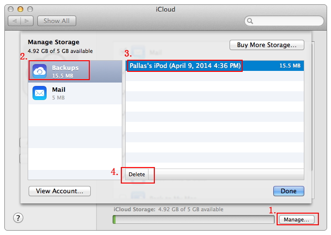 delete icloud backup on mac