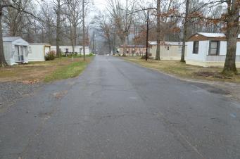 A residential street within a mobile home park