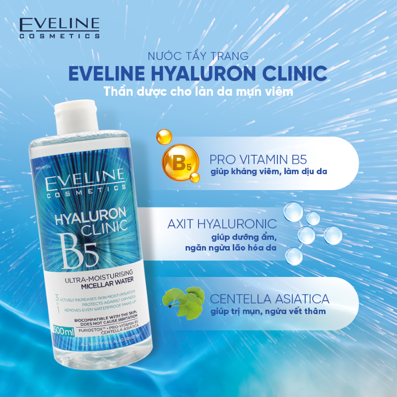 Thành phần nước tẩy trang Eveline Hyaluron Clinic 