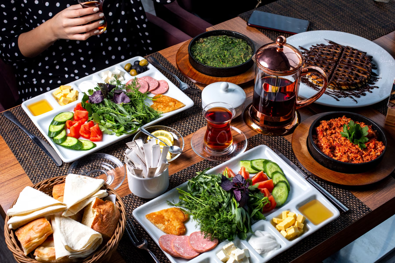 a woman enjoying her Sunday brunch 