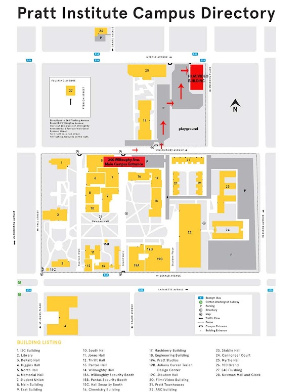 Map of Campus - Film/Video Building at Myrtle and Emerson Place