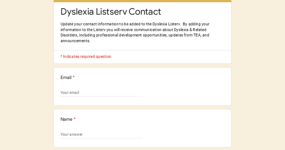 Dyslexia Listserv Contact