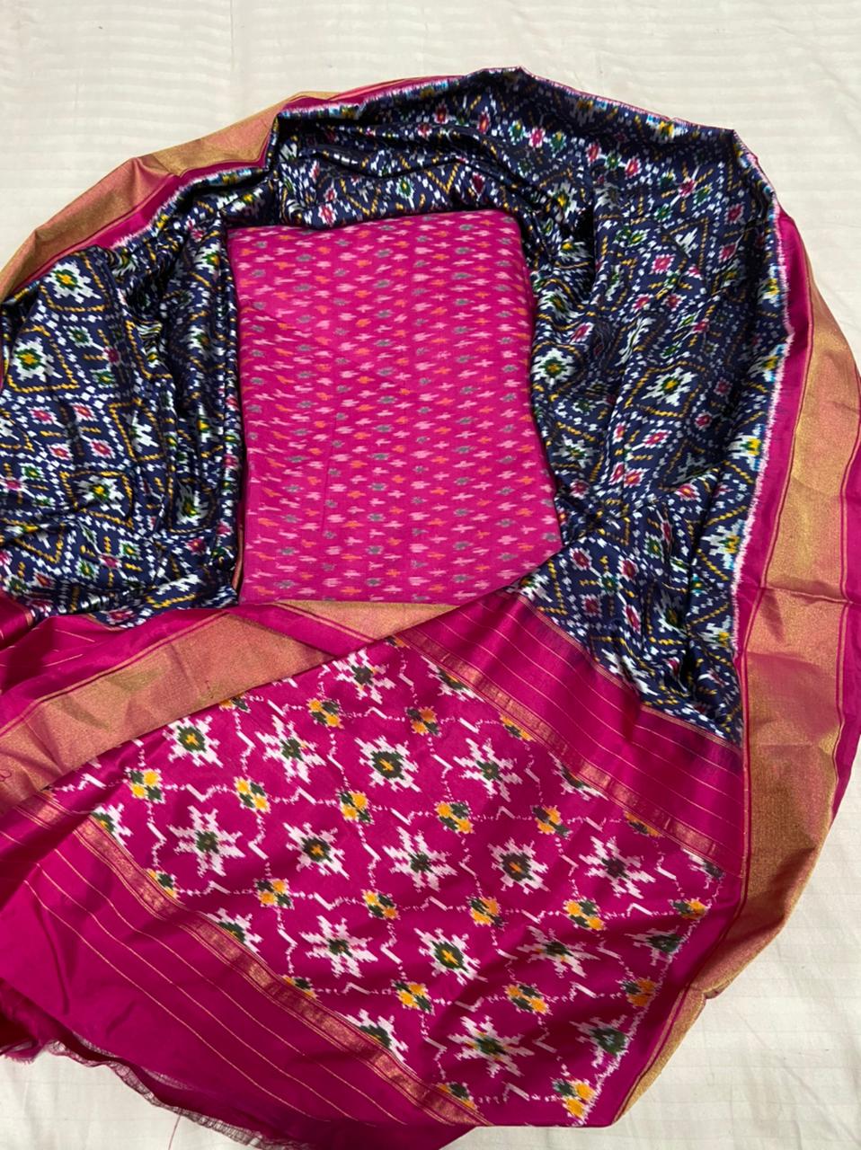 Ikkat pure silk special designe Dupatta with ikkat sico top