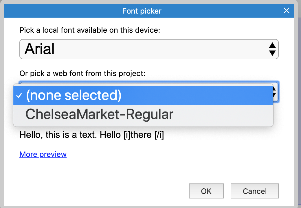 Screenshot of font picker.