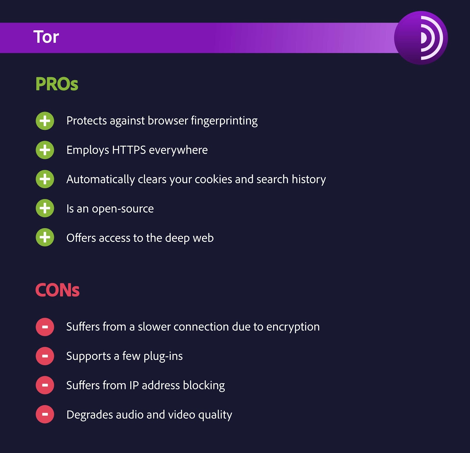 pros cons tor browser