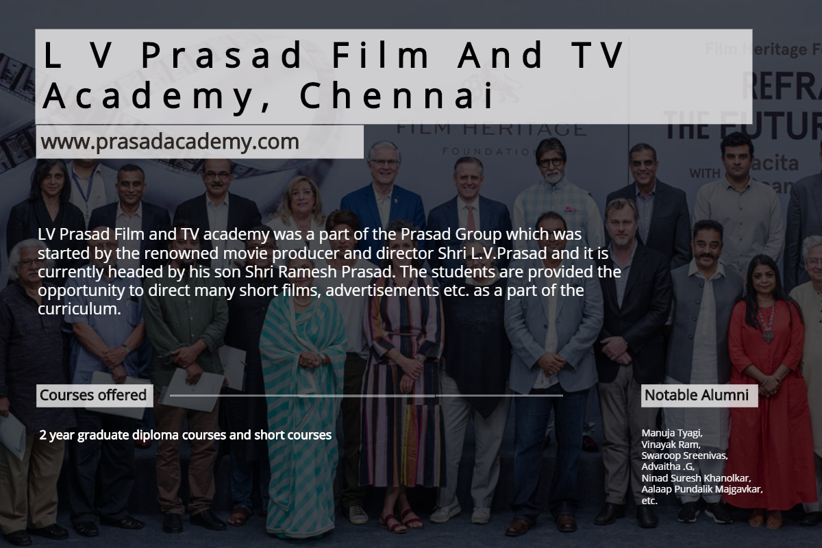 Course details of L V Prasad Film And TV Academy, Chennai