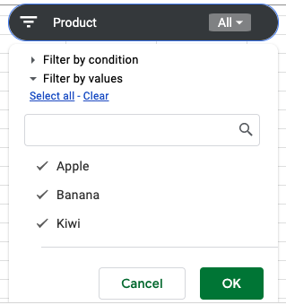 Pivot chart slicer in google sheets example