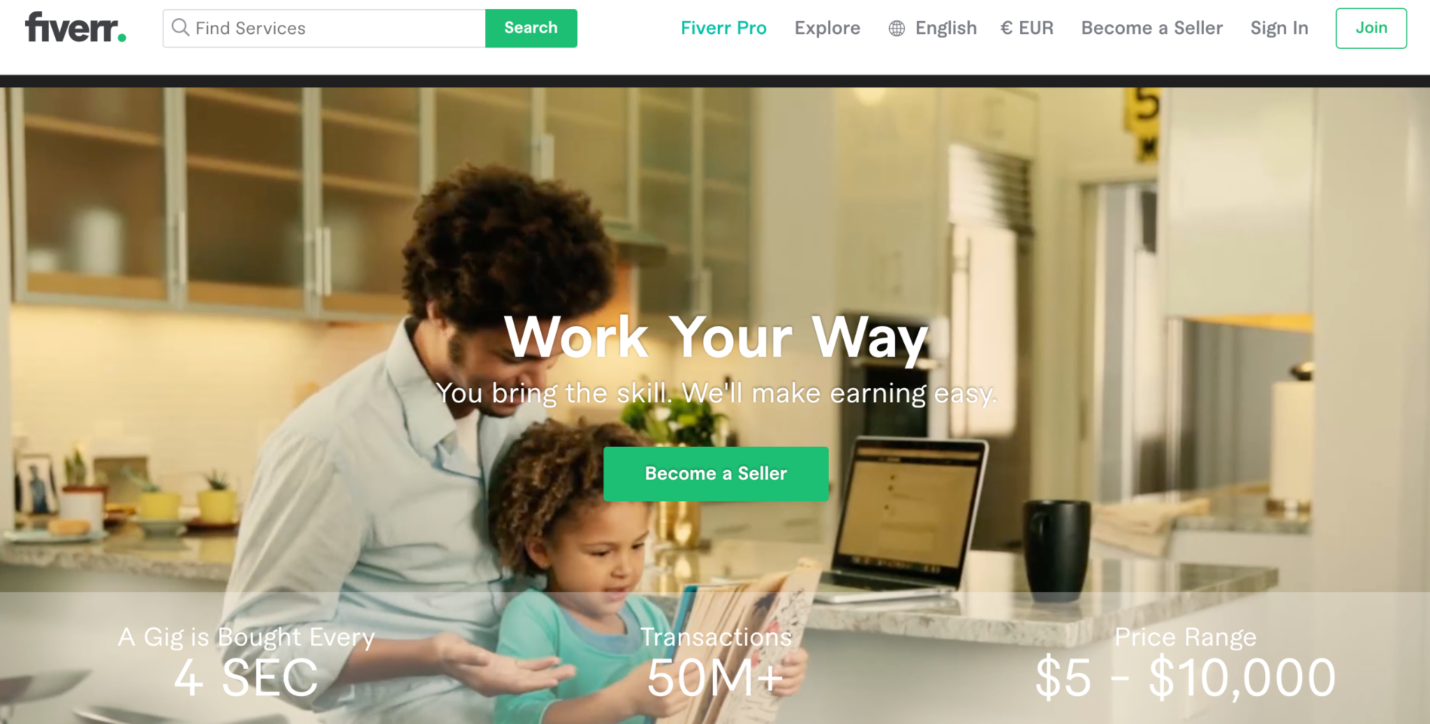 Screenshot from Fiverr's website