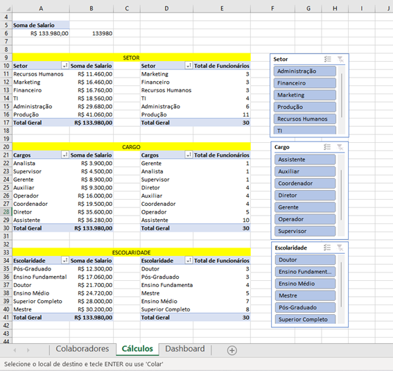 Criando filtro baseando-se nos anteriores para dashboard no Excel