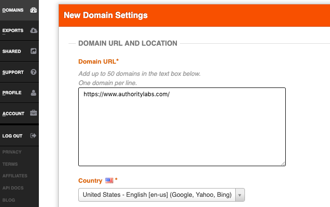 setup authority labs mobile rank tracking step 2