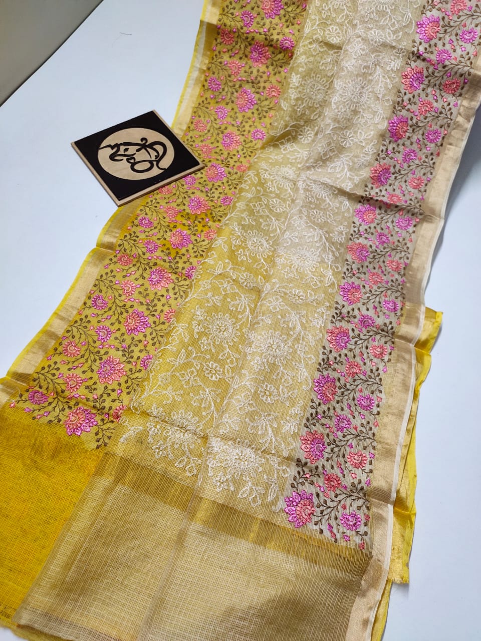 Pure banaras spun kota beutiful work dual shade all over saree