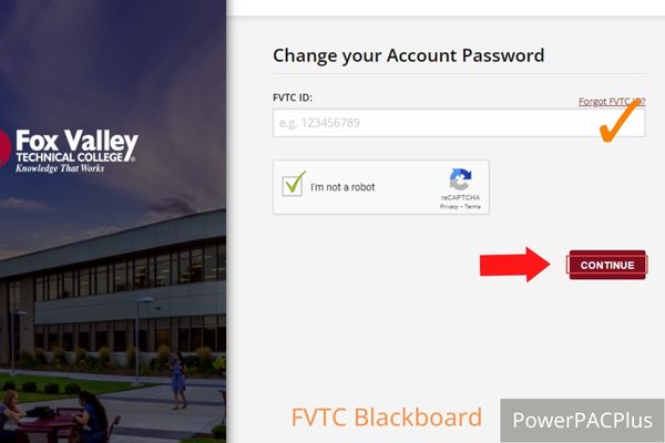 Enter your FVTC ID and tick the box, then Click the "Next" button to recover forgot fvtc blackboard password
