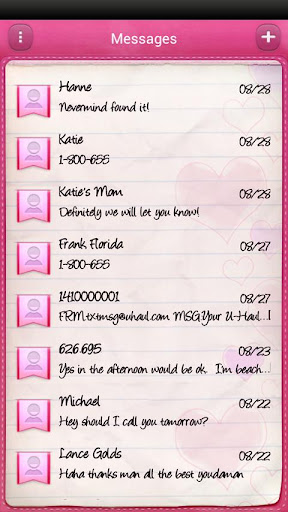 Pink Notebook GO SMS Theme apk