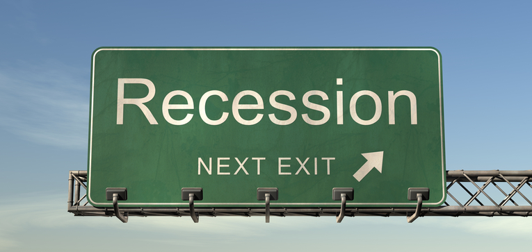 Recession road sign