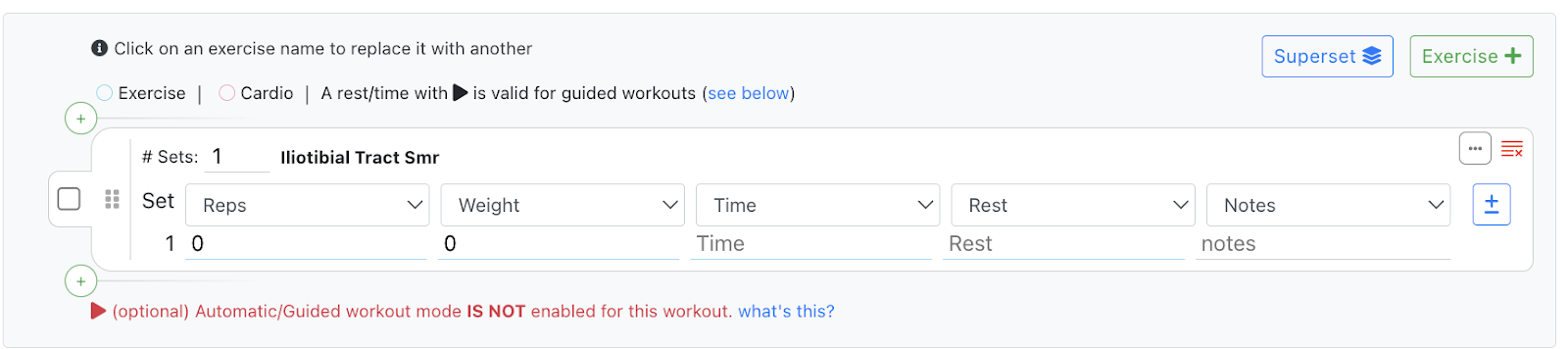 setting up guided workouts