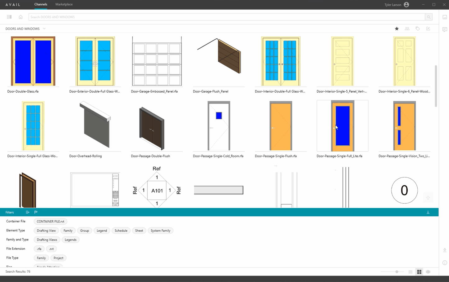 Placing a Door Family and Drafting View into Project using AVAIL Browser for Revit