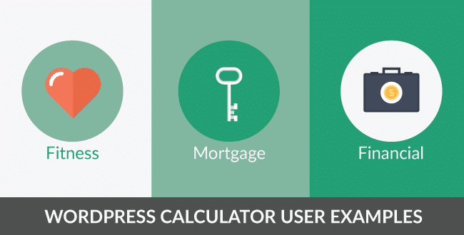 WordPress calculator user examples: fitness calculators, mortgage calculators, financial calculators