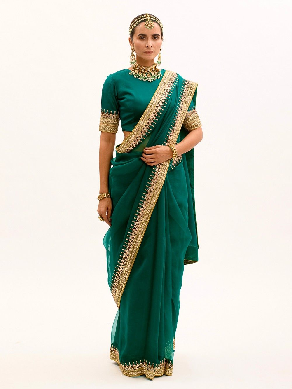 the loom - Green Organza Silk Saree