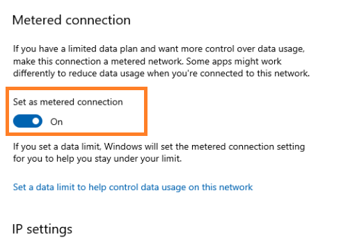 Set as a metered connection