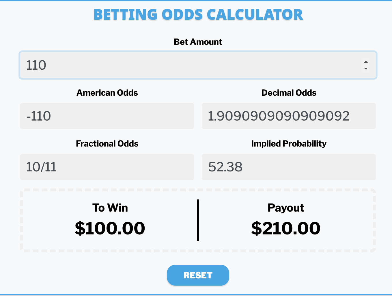 Betting Odds Calculator 