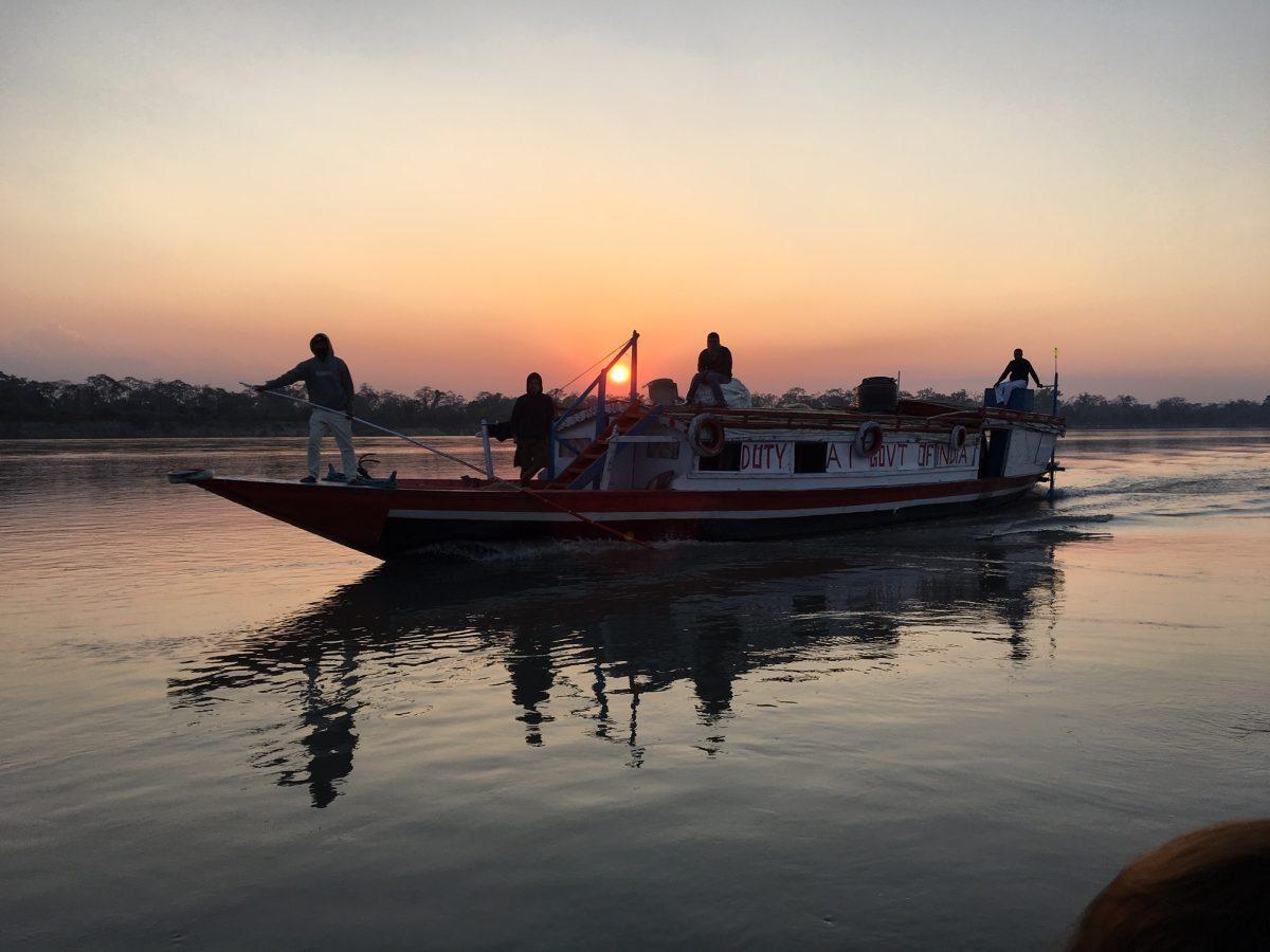 sunset on the Brahmaputra River
