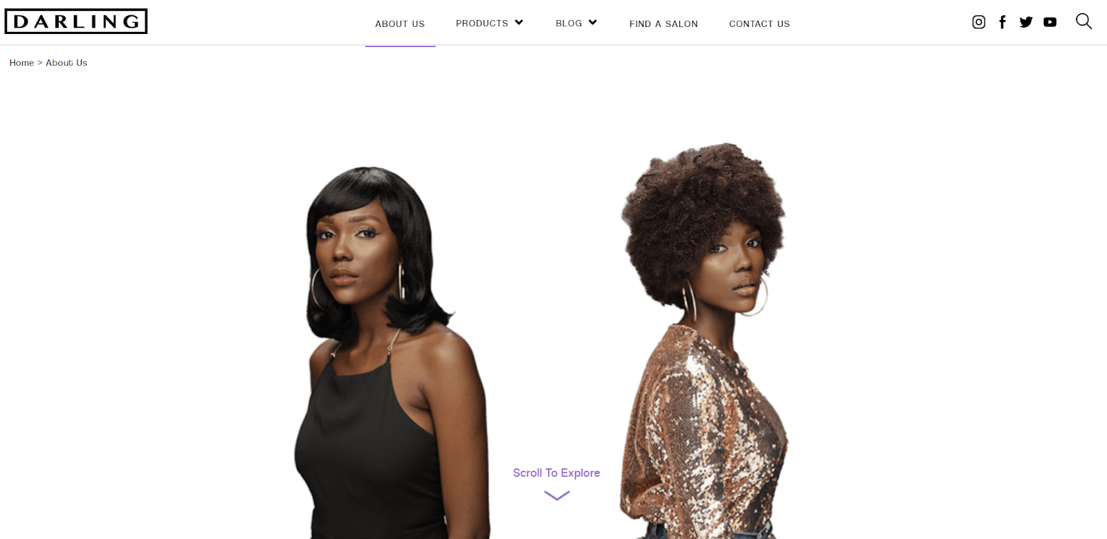 Website of Darling hair store
