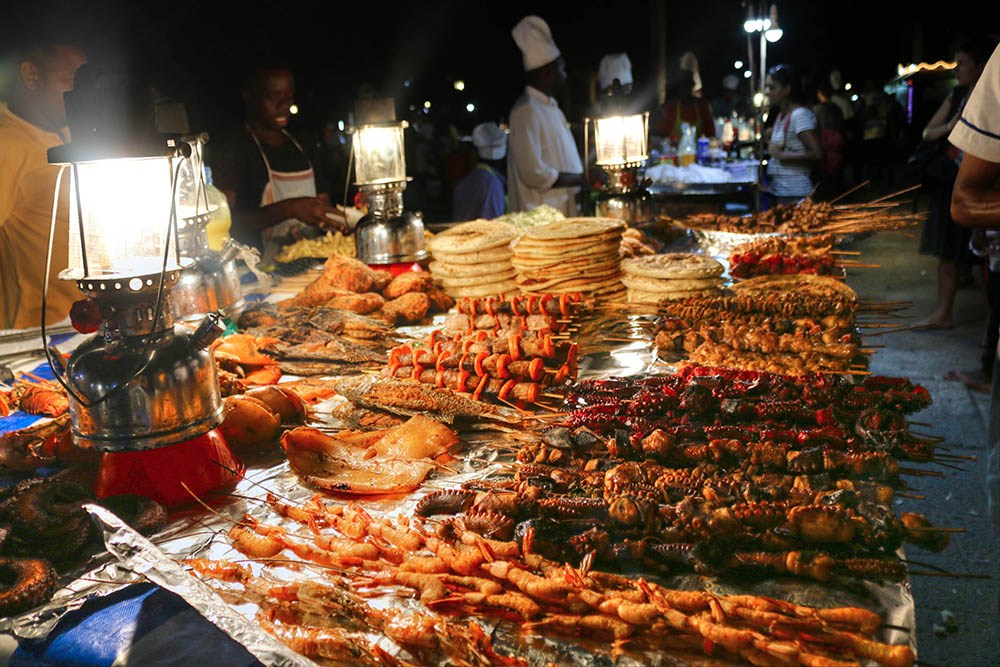 Forodhani Gardens food stall at night