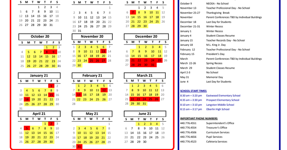 20 21 Academic Calendar pdf Google Drive