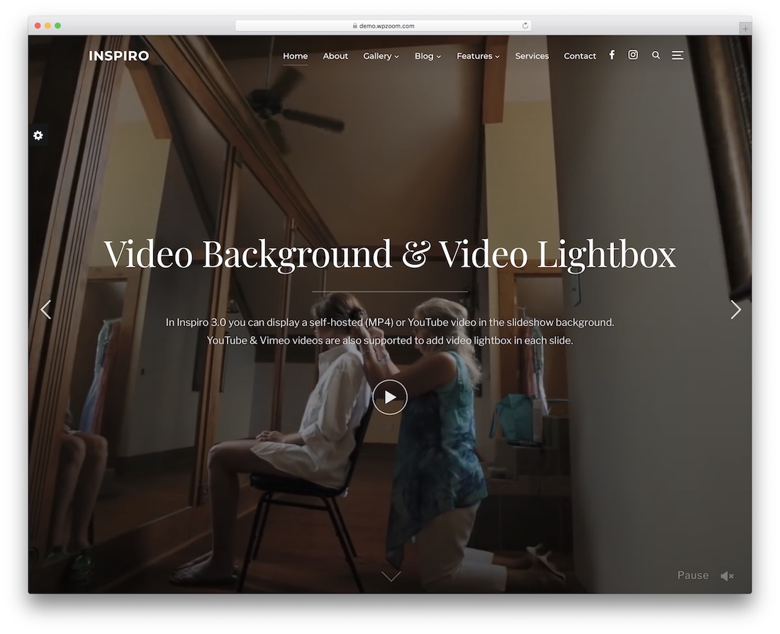 inspiro wordpress theme video background