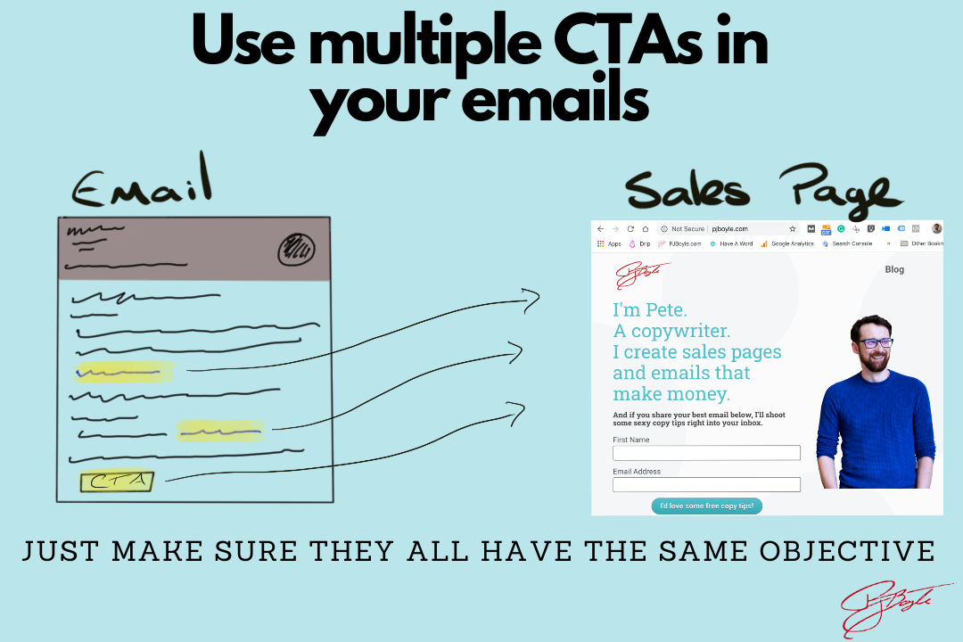 Use multiple CTAs in every email within your sequence