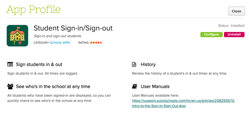 Sign-In/Sign-Out App on the QuickSchools App Store
