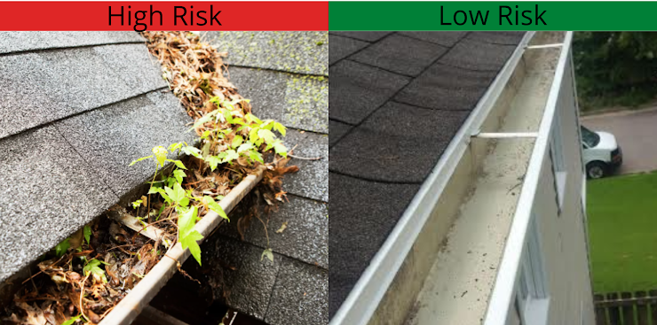 Keep rain gutters clear of debris. Flying embers can land in gutters and catch the debris on fire. A retrofit for this would be to enclose your gutters with metal screening.