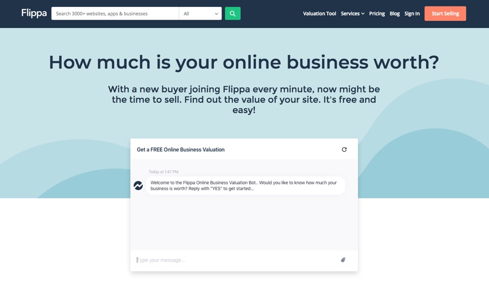 Ferramenta de avaliação de sites Flippa